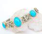 Bali Style 925 Sterling Silver Faux Turquoise Toggle Clasp Bracelet 29.8g image number 1