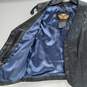 Women's Harley Davidson Blue "Misty Waters" Design on Black Leather Vest Sz S image number 3