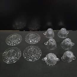 Bundle of 4 Clear Glass Plates w/6 Matching Clear Glass Cups alternative image