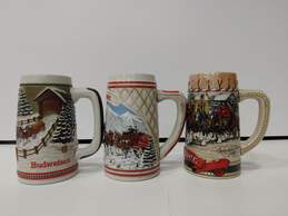 Set of 3 Budweiser Assorted Series Ceramic Beer Steins