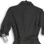 NWT Sharagano Womens Black Collared Roll Tab Sleeve Belted Shirt Dress Size 4 image number 4