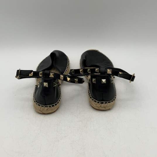 ASH Womens Black Beige Studded Adjustable Buckle Flat Espadrille Sandals Size 37 image number 4