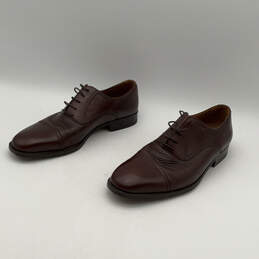 Mens Brown Leather Round Toe Lace-Up Comfort Oxford Dress Shoes Size 11 alternative image