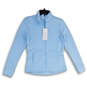 NWT Womens Blue Mock Neck Long Sleeve Embossed Full-Zip Jacket Size XS image number 1