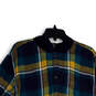 Womens Multicolor Plaid Long Sleeve Hooded Button-Up Shirt Size Large image number 3