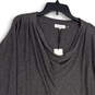 NWT Womens Gray Drape Neck Tight-Knit Pullover Poncho Sweater Size XL image number 3