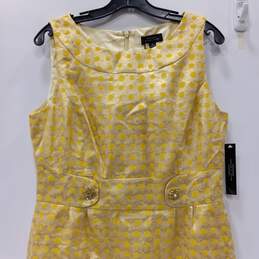 Tahari Arthur S. Levine Yellow And Gold Polka Dot Print Gold Sleeveless Dress Size 10 NWT alternative image