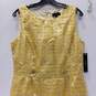 Tahari Arthur S. Levine Yellow And Gold Polka Dot Print Gold Sleeveless Dress Size 10 NWT image number 2