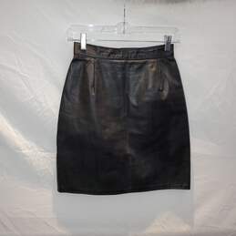 Unbranded Black Leather Zip Back Skirt Size 3/4