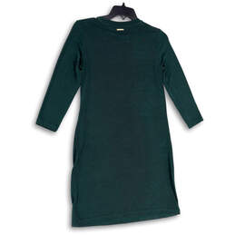 Womens Green Studded 3/4 Sleeve Round Neck Knee Length Shift Dress Size XS alternative image