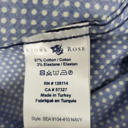 NWT Stone Rose MN's Cotton Blend Polka Dot Blue Long Sleeve Shirt Size L alternative image