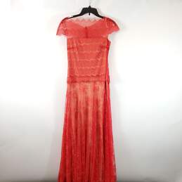 Tadashi Shoji Women Red/Beige Lace Evening Gown Sz 2