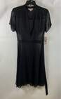 NWT Nanette Lepore Womens Black Swiss Dot Belted Jacquard Sheer Shirt Dress Sz 8 image number 1