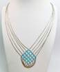 Southwestern 925 Turquoise Five Strand Liquid Silver Necklace 14.6g image number 1