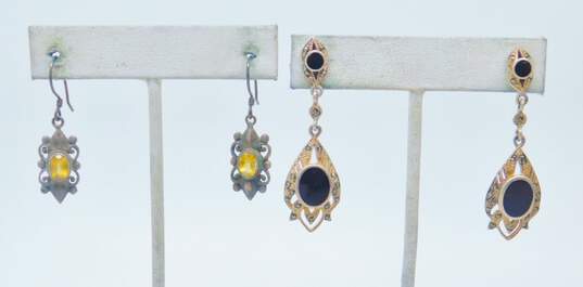 925 Sterling Silver Marcasite, Onyx & Citrine Jewelry image number 2
