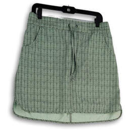 Womens Green White Printed Pockets Drawstring Mini Skirt Size Medium