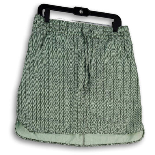 Womens Green White Printed Pockets Drawstring Mini Skirt Size Medium image number 1