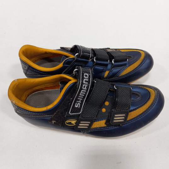 Mens Blue Black Synthetic Hook And Loop Low Top Almond Toe Cycling Shoes Size 7 image number 2