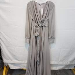 Baltic Born Gray Long Sleeve Sash Dress Women's Size XL NWT