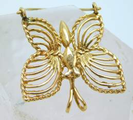 14K Gold Unique Butterfly Charm Holder Pendant 4.0g alternative image