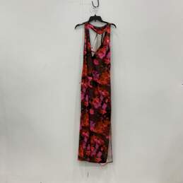 NWT Womens Multicolor Abstract Tie Dye Side Slit Plunge Maxi Dress Size 10