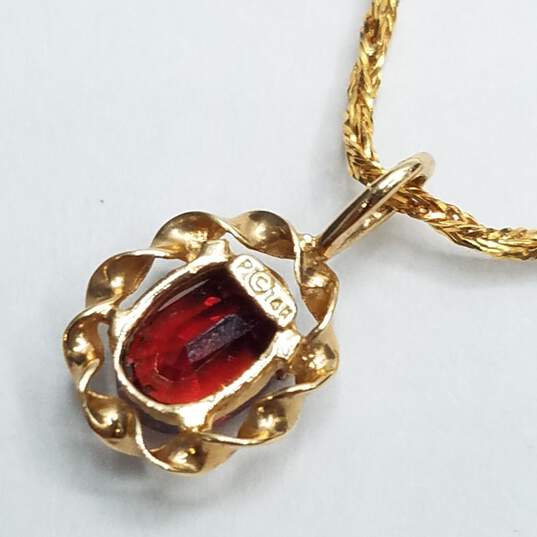 P 14K Gold Garnet Pendant Necklace 2.9g image number 4