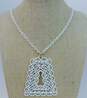 Vintage Crown Trifari Scrolled White Pendant Necklace 43.1g image number 3