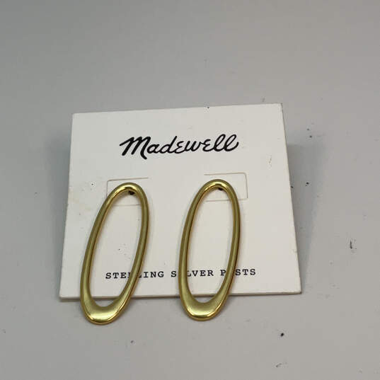 Designer Madewell Gold-Tone Classic Plain Oval Shape Hoop Earrings image number 4