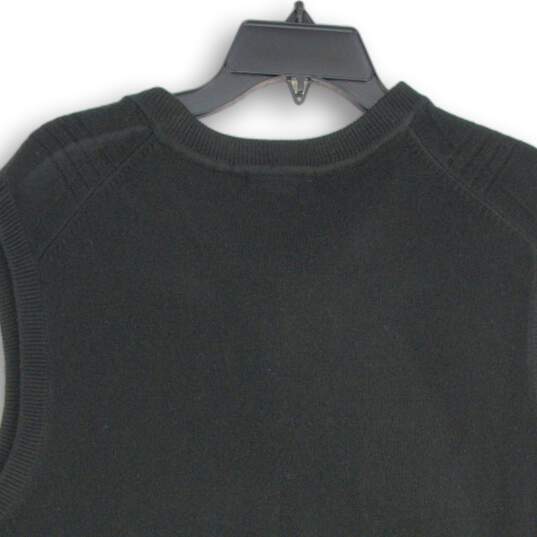 NWT Mens Black Knitted V-Neck Sleeveless Pullover Sweater Size XL image number 4