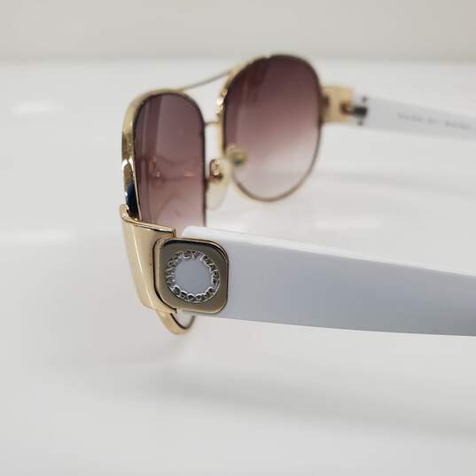 Marc by Marc Jacobs White Frame Brown Gradient Lens Aviator Sunglasses w/COA image number 3