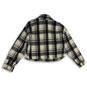 NWT Womens Black White Plaid Spread Collar Cropped Jacket Size 14/16 image number 2