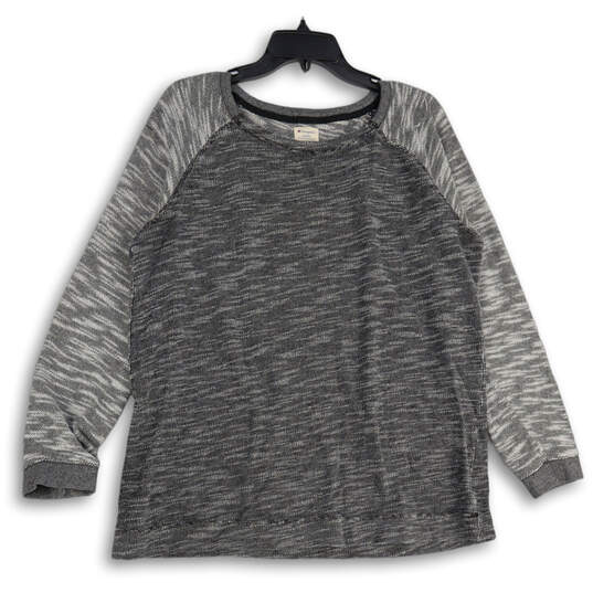 Womens Gray Space Dye Crew Neck Raglan Sleeve Pullover Sweatshirt Size XXL image number 1