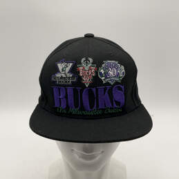 Mens Black Milwaukee Bucks Adjustable Lightweight NBA Snapback Hat One Size
