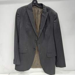 Men's Dark Gray Striped Wool Blend Suit Jacket Size 40L
