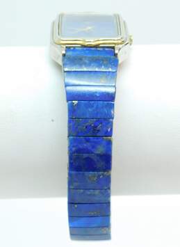 Gemtime Quartz Silvertone Lapis Lazuli Paneled Unique Watch 34.3g alternative image