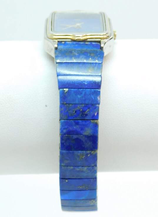 Gemtime Quartz Silvertone Lapis Lazuli Paneled Unique Watch 34.3g image number 2
