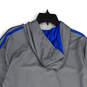Mens Blue Gray Drawstring Long Sleeve Pullover Hoodie Size Large image number 4