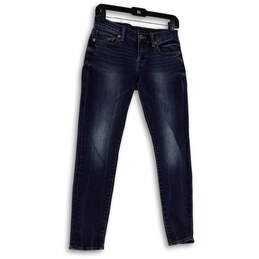 Womens Blue Denim Medium Wash Pockets Stretch Skinny Leg Jeans Size 00/24