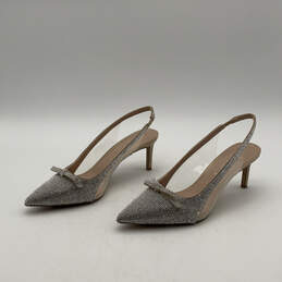 Womens Silver Beige Zarina Rhinestone Pointed Toe Pump Heels Size 8 M alternative image