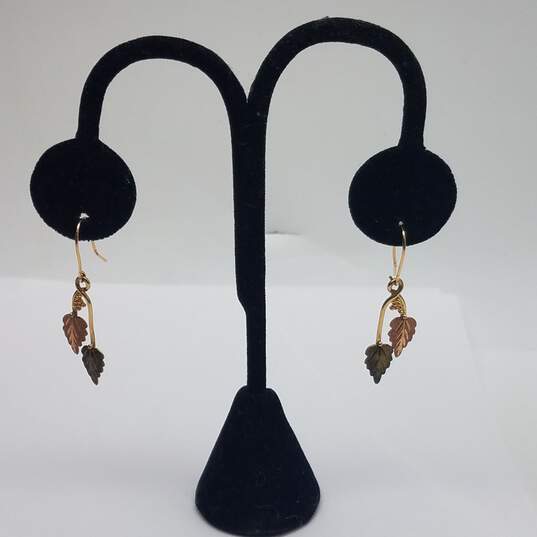 10k Gold Black Hills Gold Dangle Earrings 2.4g image number 1