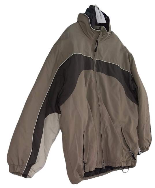 Mens Brown Long Sleeve Pockets Full Zip Activewear Sport Coat Size Large image number 3