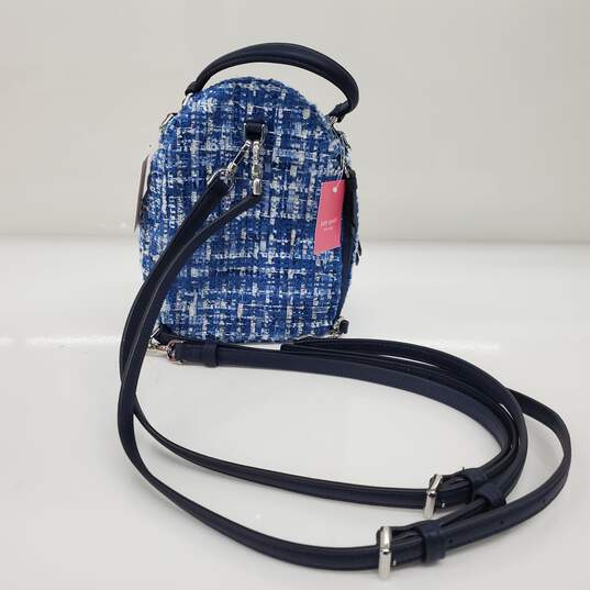 Kate Spade Briar Lane Blue Multi Quilted Tweed Mini Convertible Backpack NWT image number 5