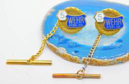 2 - VNTG Enamel Gold Filled Wehr Steel Co Lapel Pins