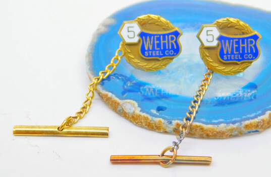 2 - VNTG Enamel Gold Filled Wehr Steel Co Lapel Pins image number 1