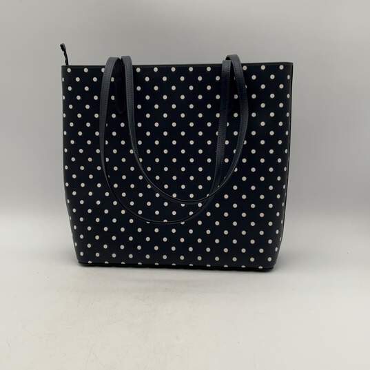 Kate Spade NY Womens Black White Leather Polka Dot Zipper Tote Bag image number 2