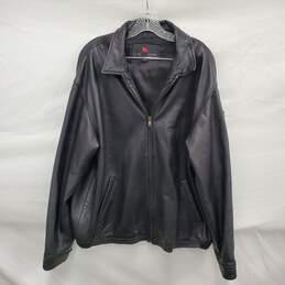 VTG Luis Alvear MN's 100% Leather & Polyester Lining Black Leather Bomber Jacket Size XL