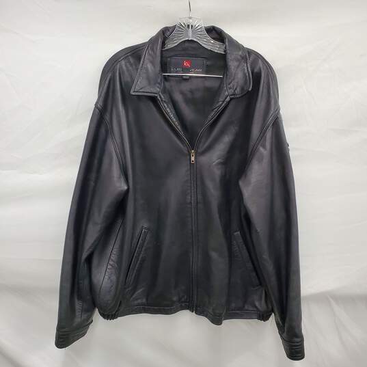 VTG Luis Alvear MN's 100% Leather & Polyester Lining Black Leather Bomber Jacket Size XL image number 1