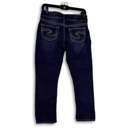 Womens Blue Denim Medium Wash Pockets Stretch Straight Leg Jeans Size W26 alternative image