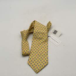 NWT Vineyard Vines Mens Yellow Blue Teddy Bear Print Silk Adjustable Pointed Tie