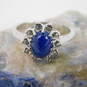 10K White Gold Star Sapphire CZ Halo Ring 3.0g image number 1
